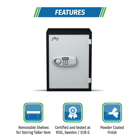 Godrej Safire 40L (Vertical) Electronic Home Locker, home lockers are designed to offer personalized security. Its locking system uses.