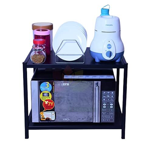 SANUSHAA Premium Microwave Storage Metal Stand – Black, book