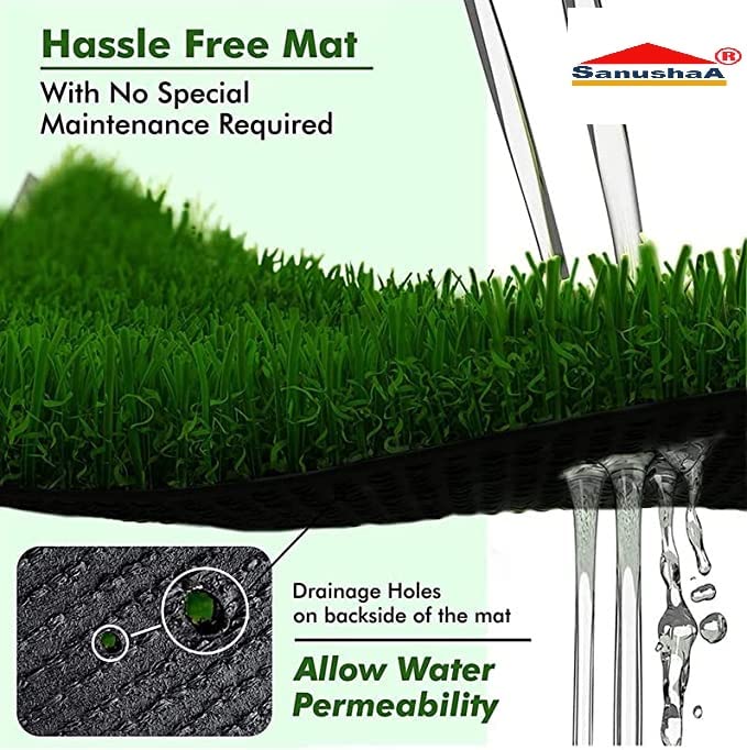 Sanushaa High Density Artificial Grass Door Mat, The carpet can be used indoors and outdoors both. It can be used as a carpet inside the house, for landscaping garden or for decorating the balcony. It looks 