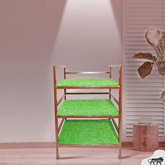 SANUSHAA 3 Tier Multipurpose Rack Artificial Grass, To check detail or buy the metal products please visit baash distributors website www.mytijori.com