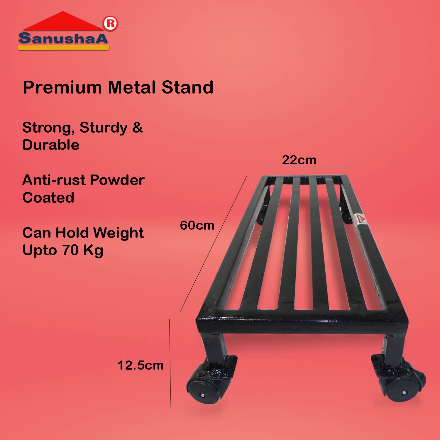 SANUSHAA Rectangular Metal Plant Stand with Wheels Set of 2, please find the rate and detail from website of baash distributors www.mytijori.com