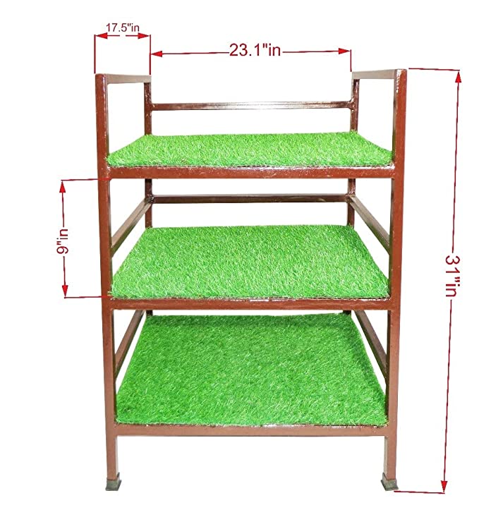 SANUSHAA 3 Tier Multipurpose Rack Artificial Grass I Metal